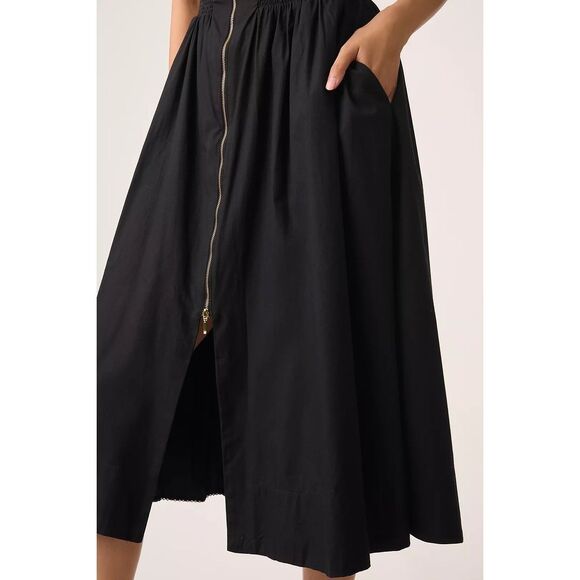 Anthropologie The Tommie Zip-Front Midi Dress Maeve Black XS NEW - Picture 4 of 9